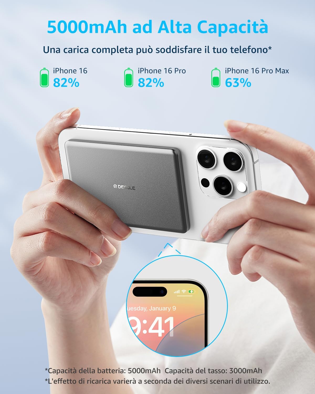 Detalle de decqle Air Powerbank MagSafe 5000mAh Grigio