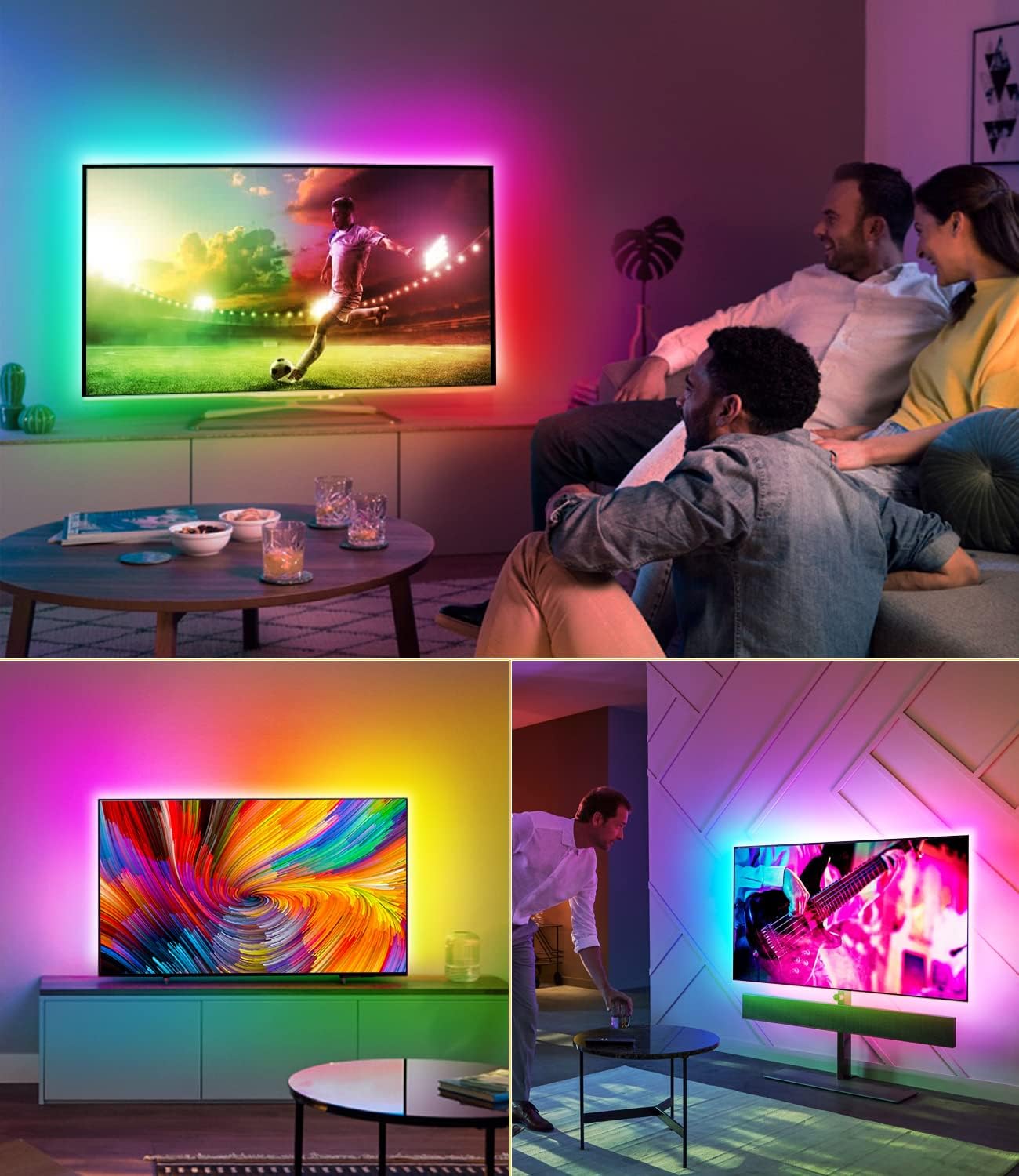 Thumbnail 6 de Daymeet TV Led Lights 4M Backlight for 55-75 inch TVs – RGBIC, USB-Powered with Remote, Bluetooth APP & Music Sync