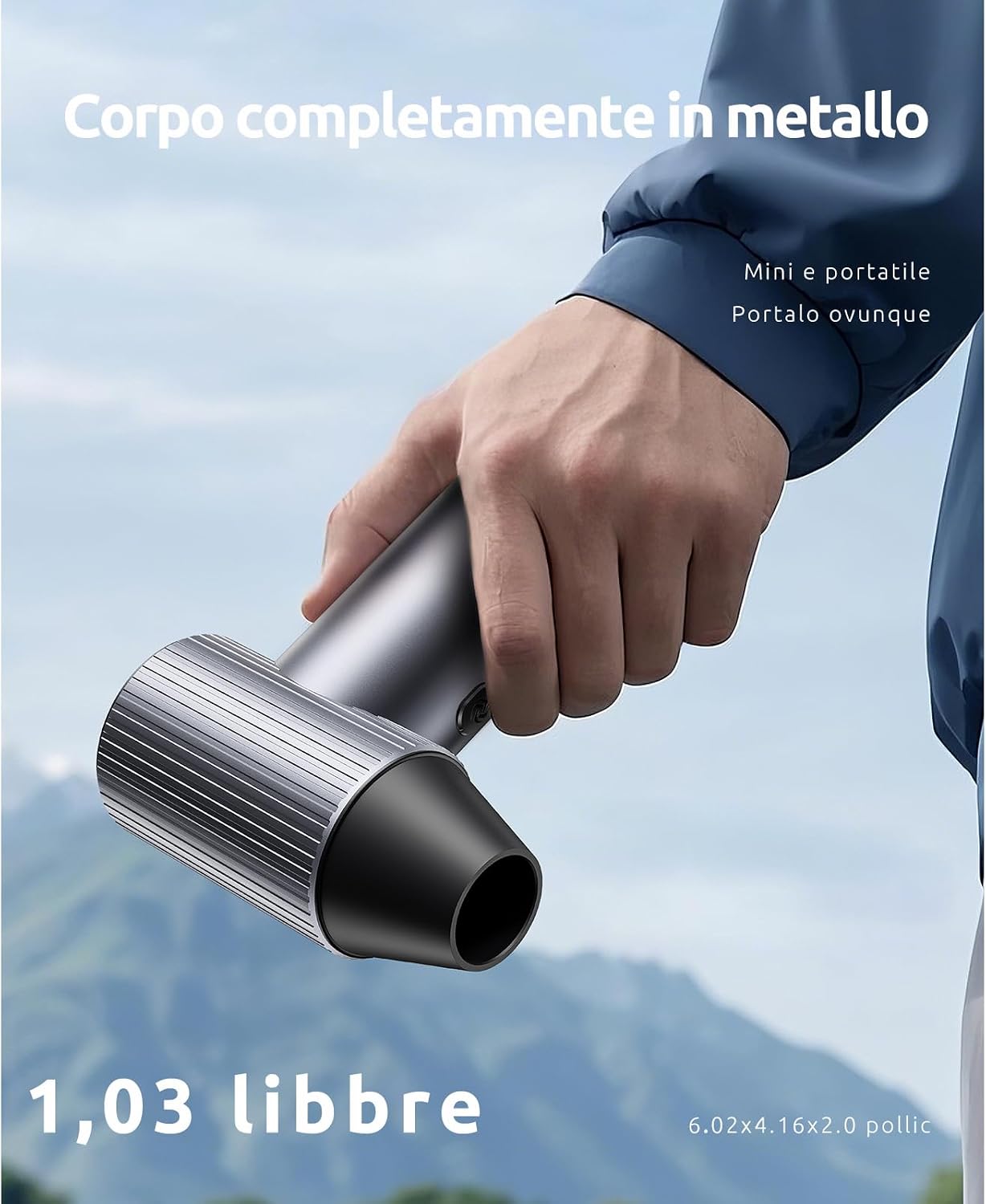 Thumbnail 3 de 300000RPM Soffiatore Aria Compressa in Metallo – Mini Spolverino a Batteria con 4 Ugelli, 3 Velocità, Senza Fili