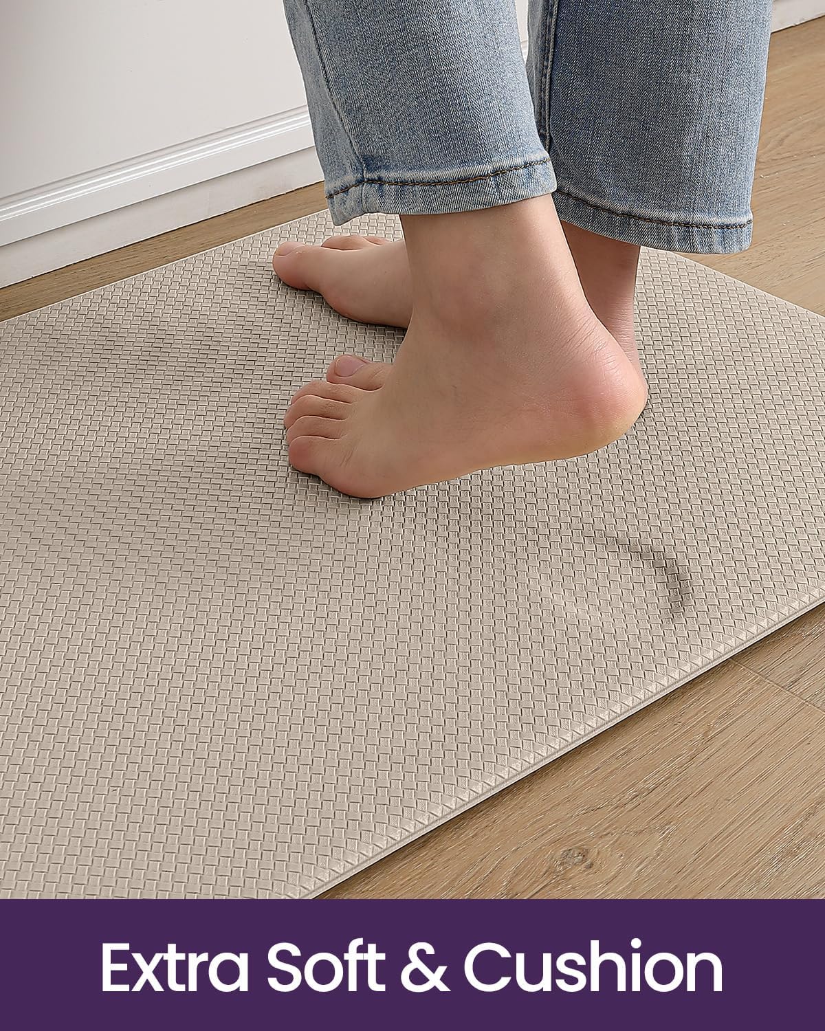 Detalle 2 de DEXI Kitchen Floor Mats Cushioned Anti Fatigue 17x59 Narrow Runner, Beige