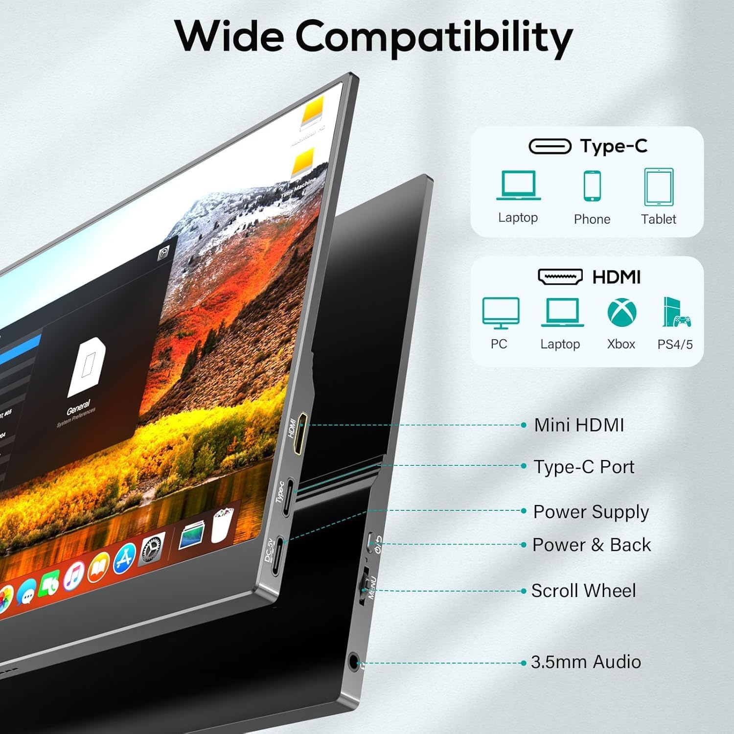 Thumbnail 4 de COOLHOOD Portable Monitor 15.6 Zoll Tragbarer Monitor