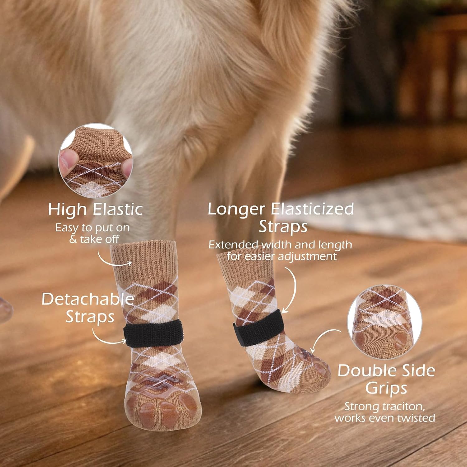 Detalle de EXPAWLORER Dog Socks Khaki XS 4 Pack