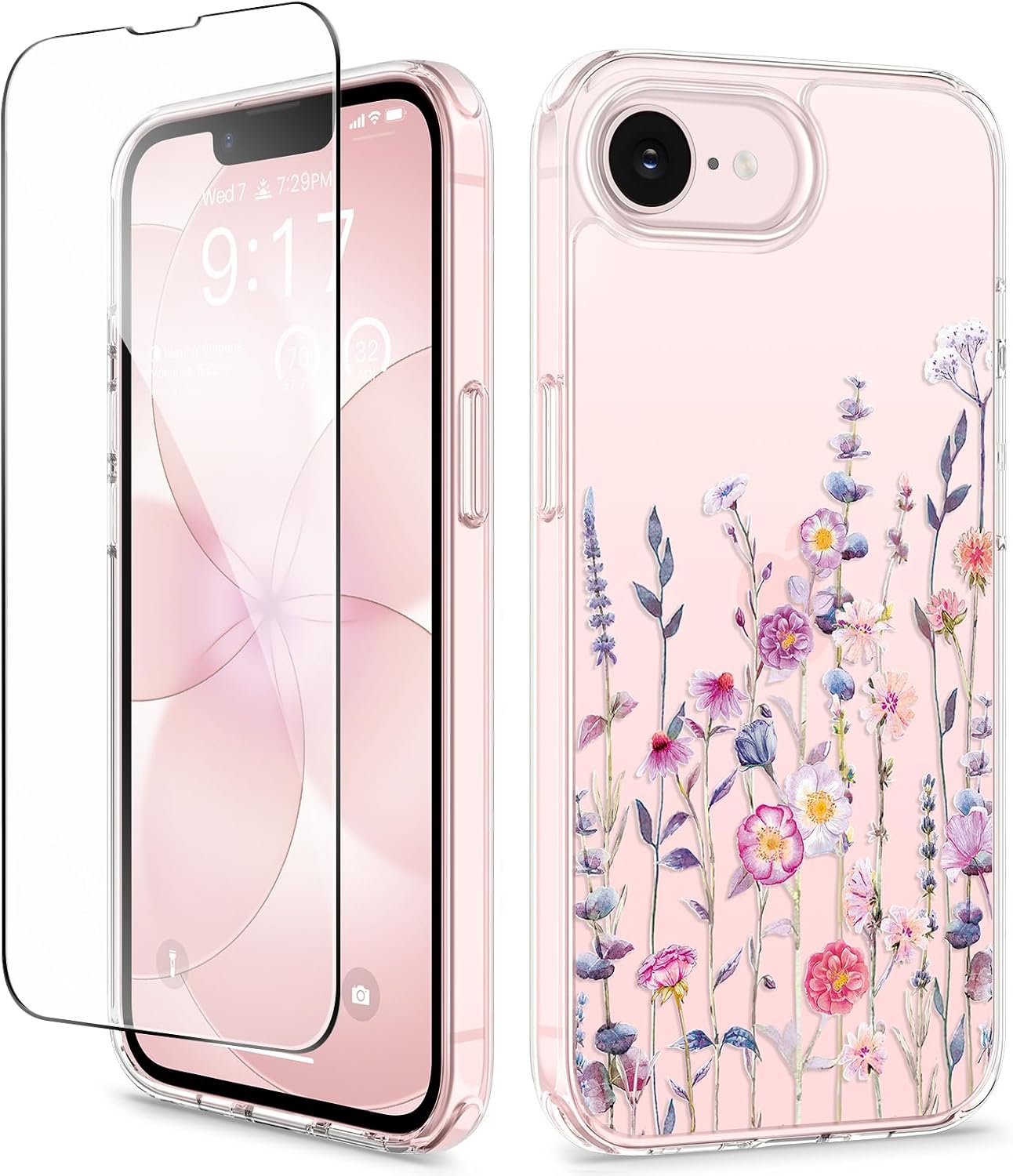 Detalle de GVIEWIN Floral Clear Case for iPhone 17e/16e