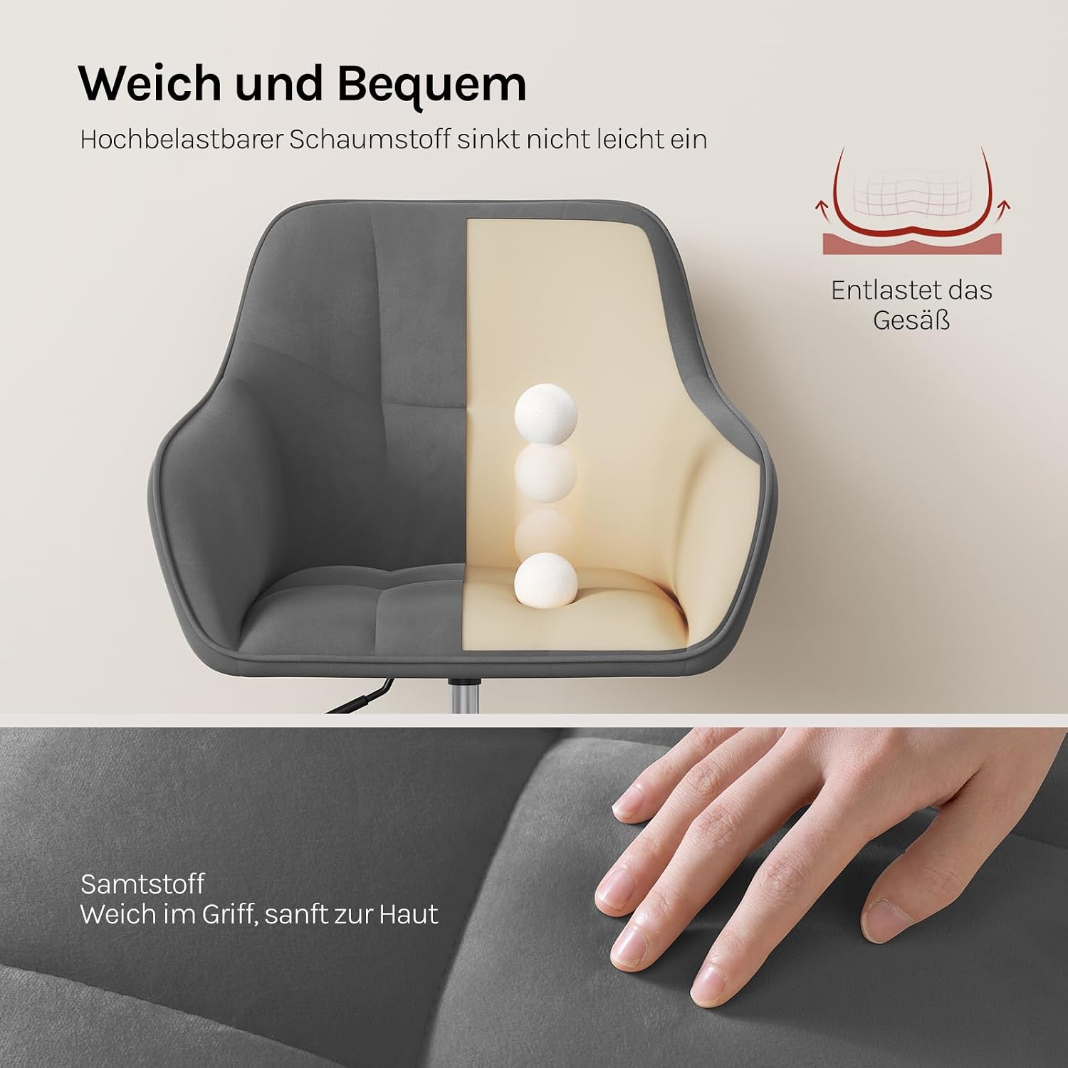 Detalle 2 de WOLTU Homeoffice Drehstuhl 150 kg