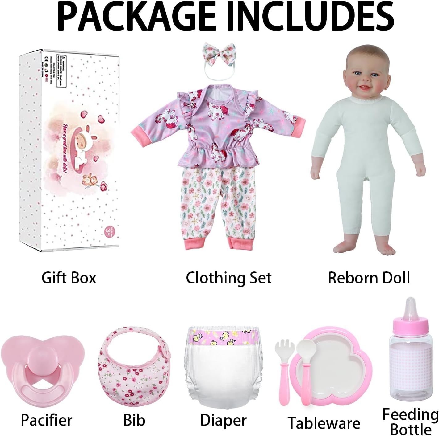 Thumbnail 5 de SCOM Baby Doll Girl, 18-inch Realistic Soft Body Doll with Accessories