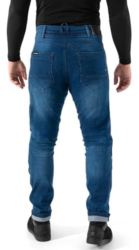 Detalle 2 de Shima Rider Pantalón Moto Hombre con Protectores Airforce – Tejanos ajustados en azul, talla 34/34