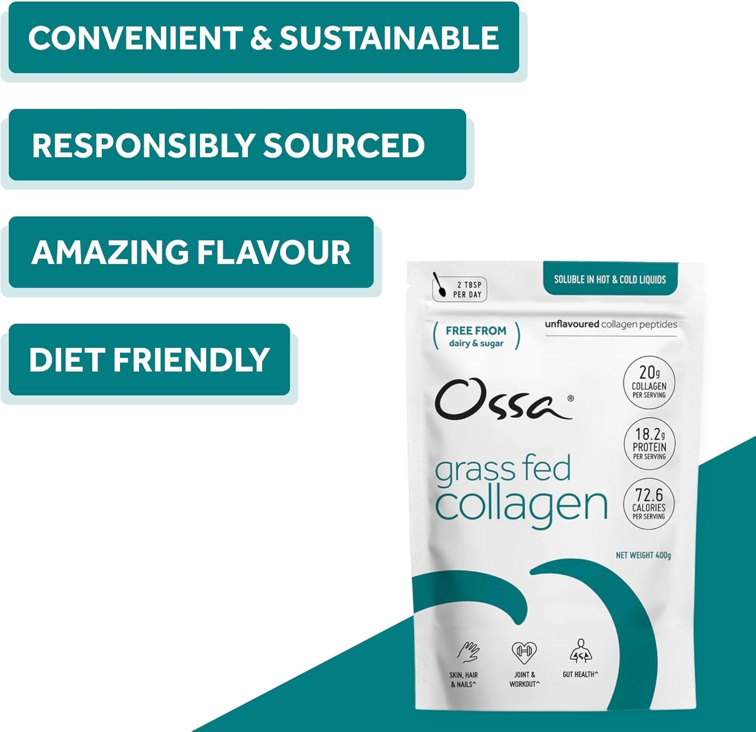 Thumbnail 5 de Ossa Collagen Peptides Powder 400g (Grass Fed) — natural protein supplement for hair, skin, joints & muscles