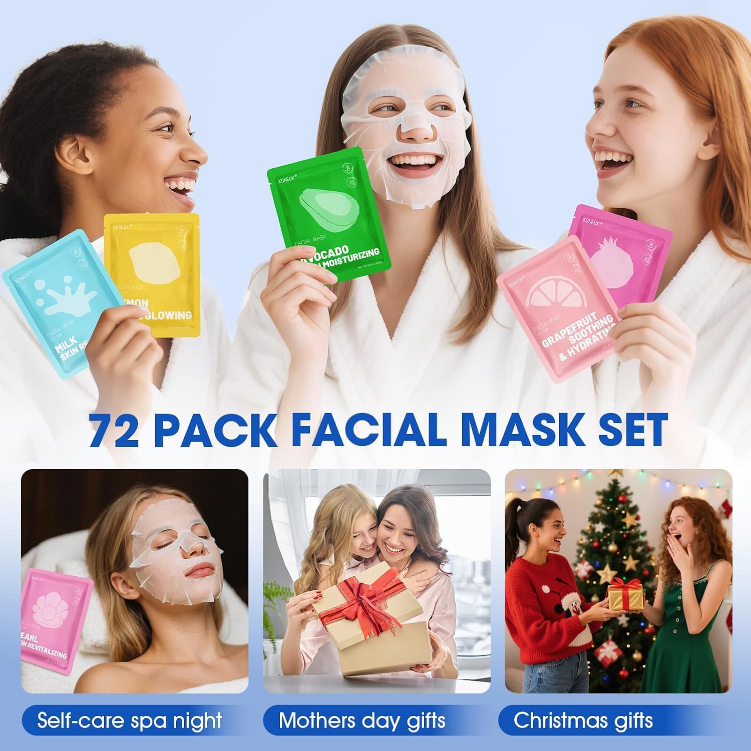Thumbnail 5 de KONEUK 72-Pack Collagen Sheet Face Masks, 12 Varieties for Hydrating Skincare