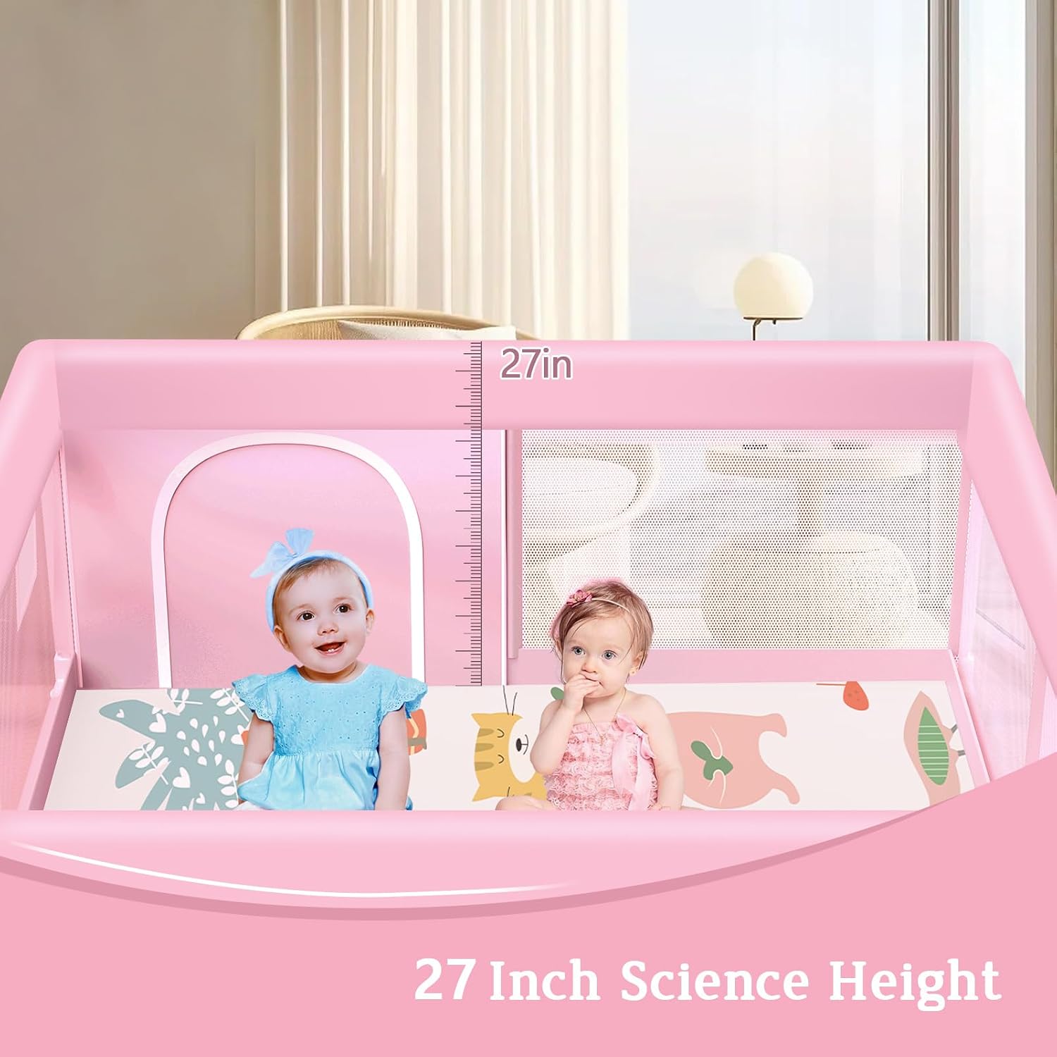 Thumbnail 5 de Jaobeem 50 x 50-Inch Baby Playpen with Waterproof Mat and Mesh Sides