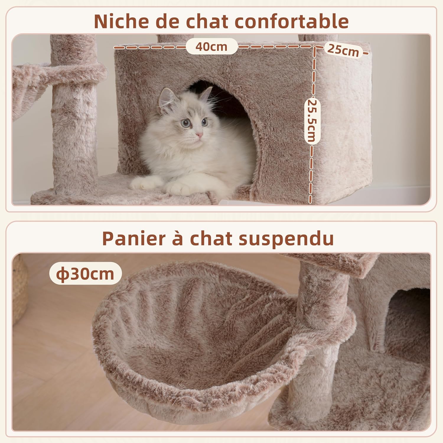 Thumbnail 2 de Gitelsnour GCT006SMU : arbre à chat d’intérieur avec plateformes amovibles, hamac et griffoirs