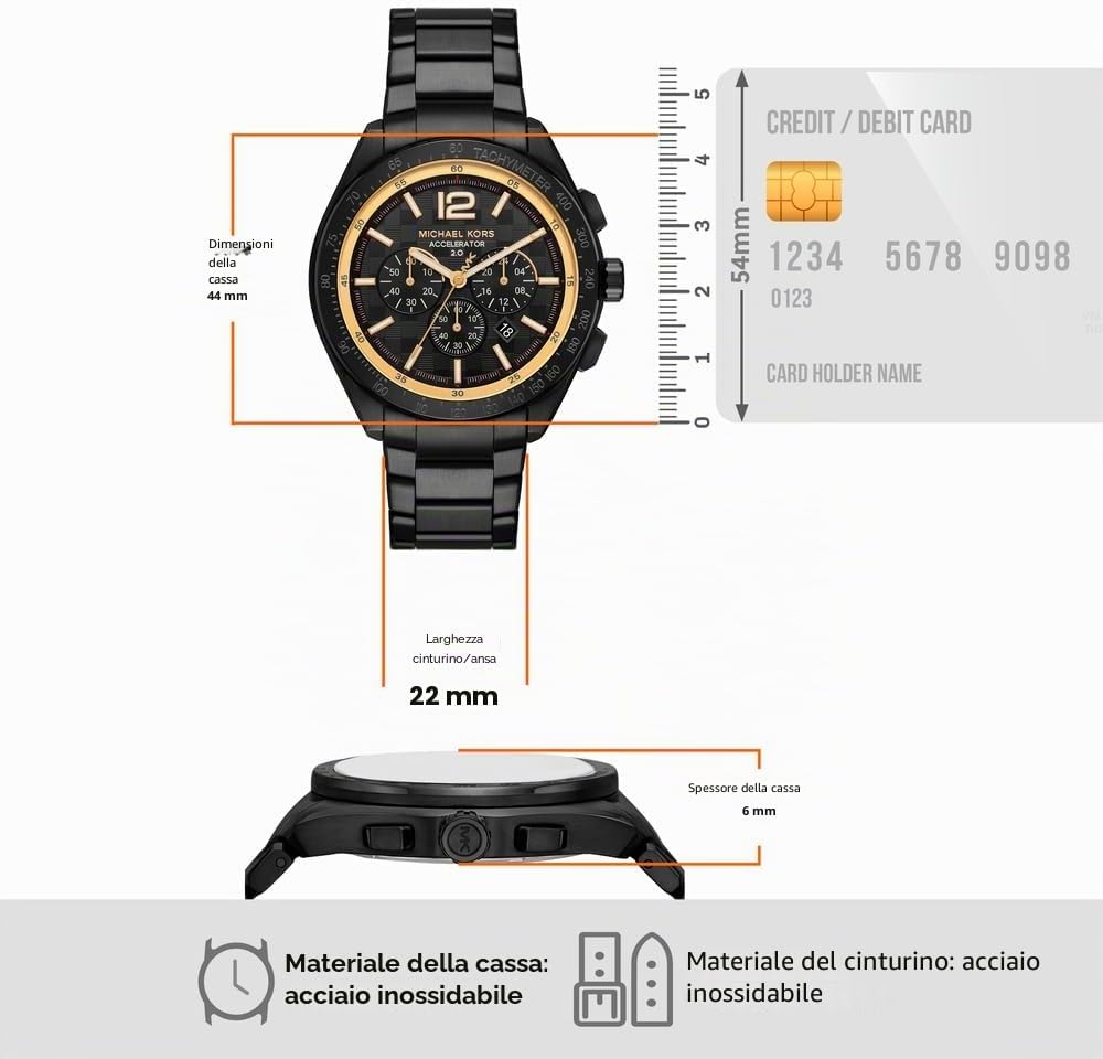 Detalle de Michael Kors Orologio Accelerator 2 da uomo MK9179 – Cronografo al quarzo con cinturino in acciaio inossidabile