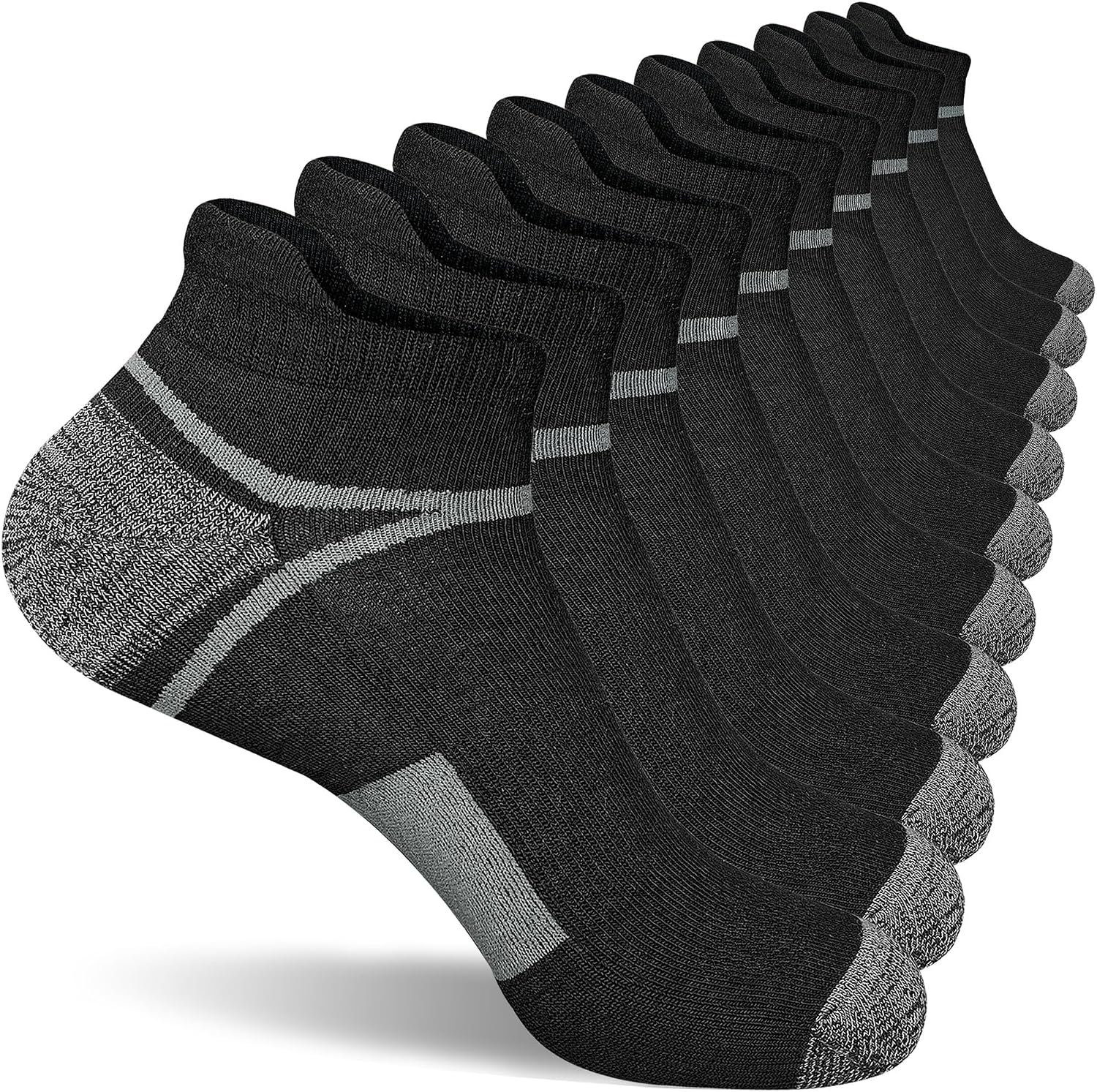 Detalle de suaskk Men’s Athletic Cushioned Ankle Socks (5 Pairs) for Anti-Blister, Wicking Comfort