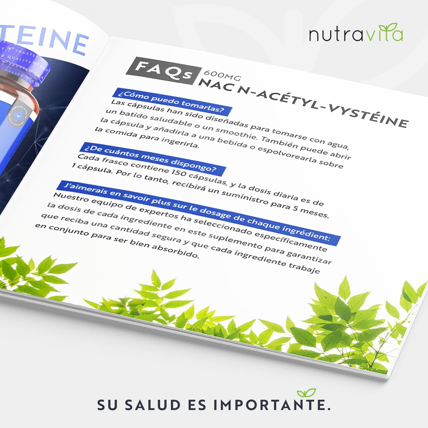 Thumbnail 2 de Nutravita NAC N-acetil-cisteína 600 mg 🍃 - 150 cápsulas veganas