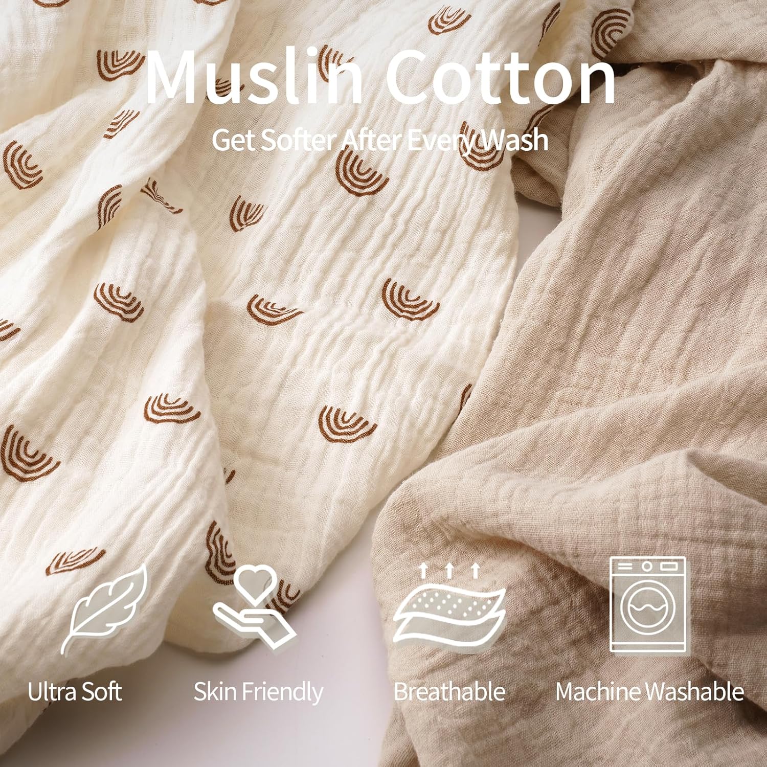 Thumbnail 1 de Peepeemax Drap housse en mousseline de coton 80x40 cm (lot de 2) arc-en-ciel