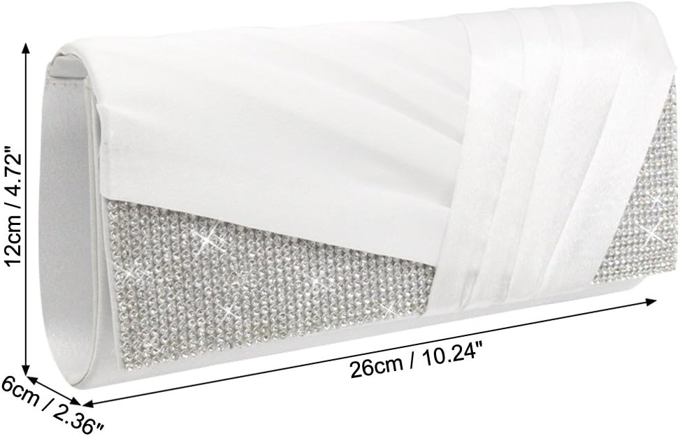 Thumbnail 3 de Wiwsi Women's Satin Clutch Bag with Diamante Crystals – Elegant Evening Handbag