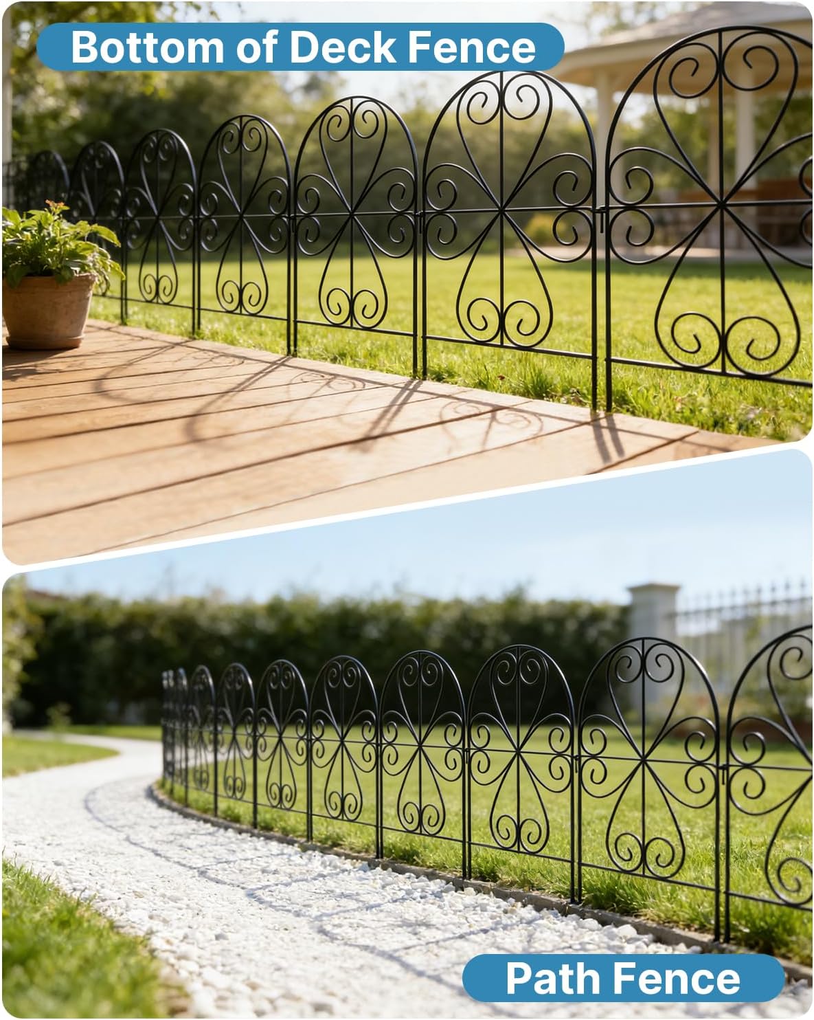 Thumbnail 6 de ARIFARO Metal Garden Fence Panels (59cm H x 32cm W), 25 Pack, Black – no-dig, rust-resistant outdoor barrier