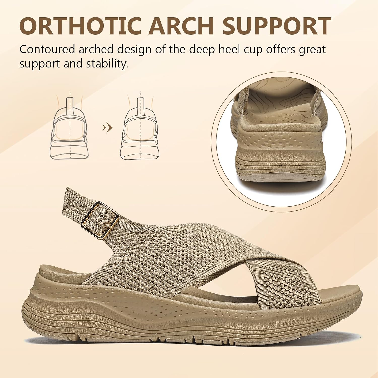 Detalle de Hanani Womens Orthopedic Sandals with Adjustable Straps and Arch Support