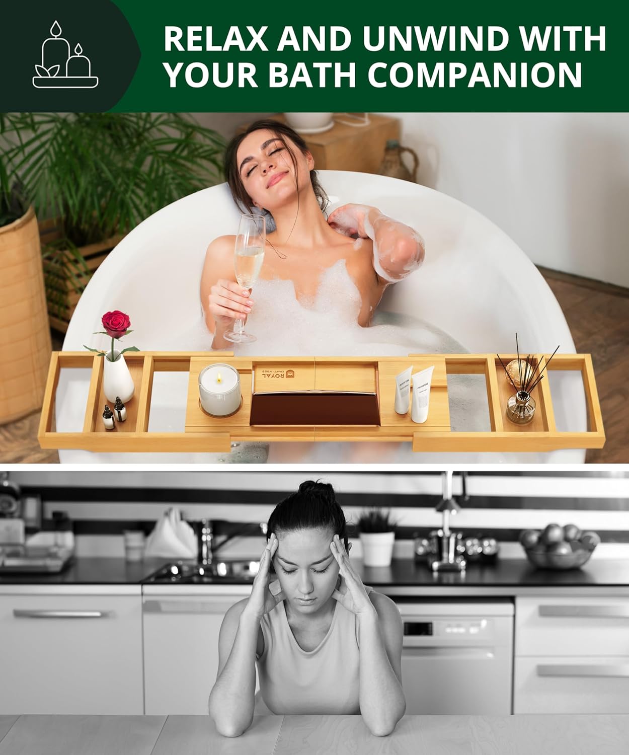 Thumbnail 6 de ROYAL CRAFT WOOD Bathtub Tray 43 in