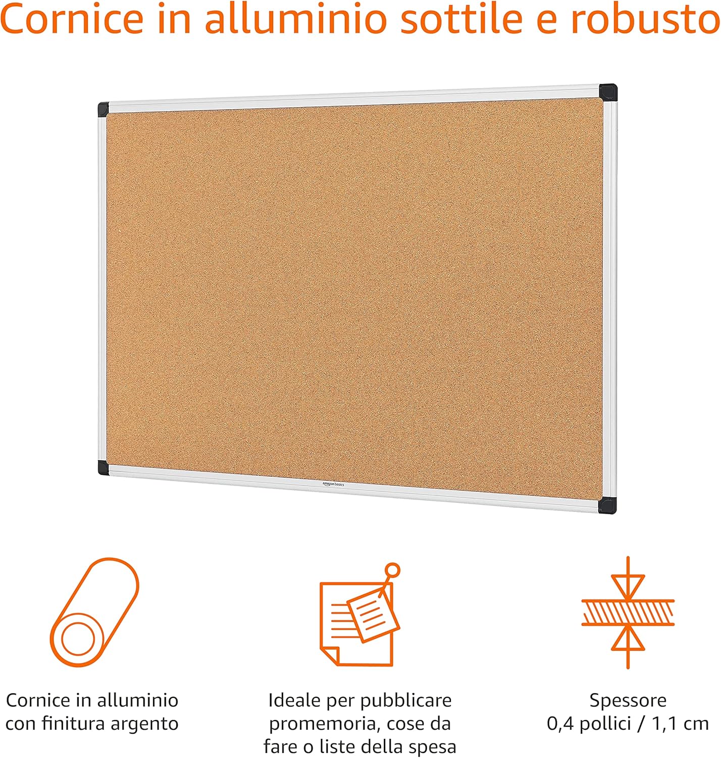 Detalle 2 de Amazon Basics Bacheca in sughero 90x60 cm 🖼