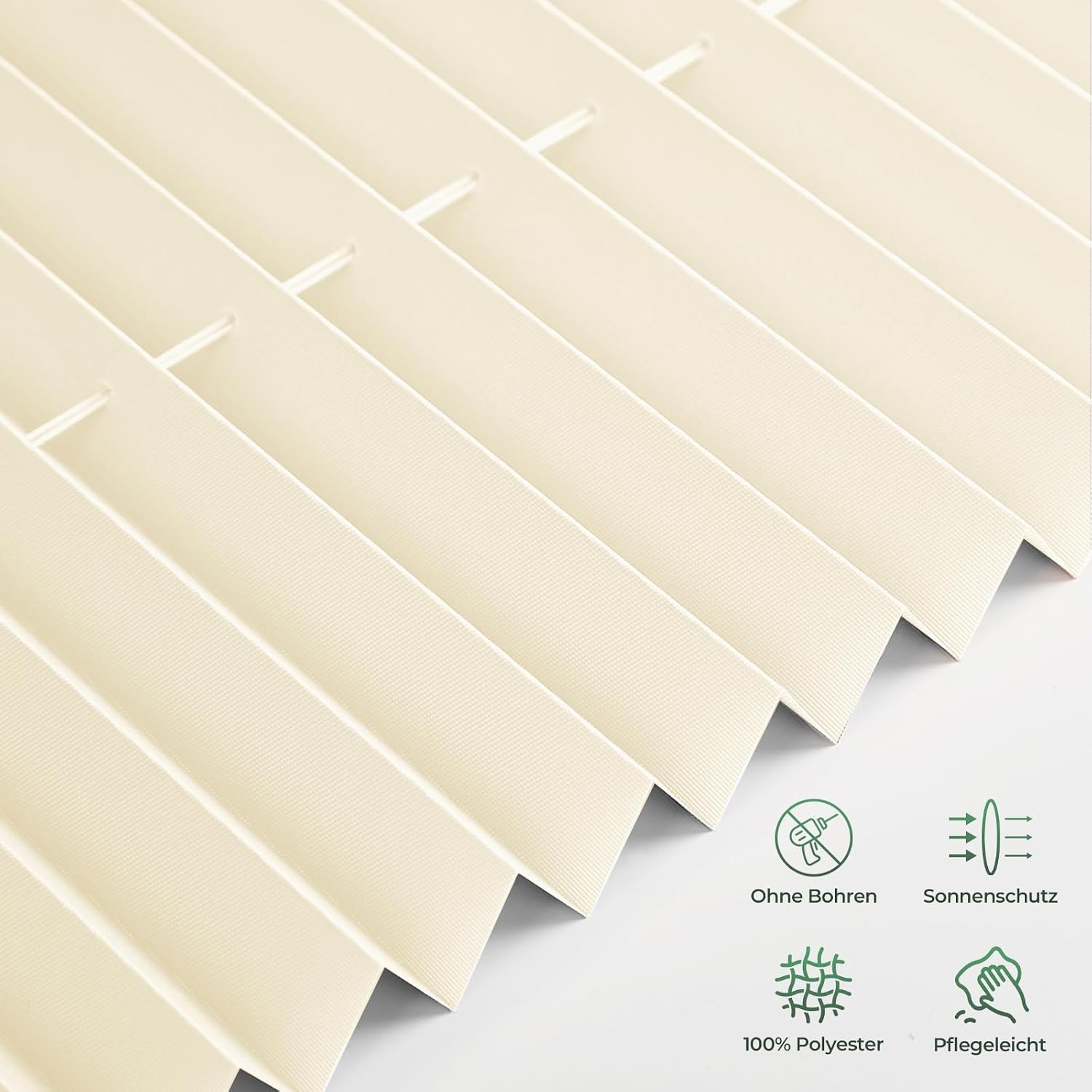 Detalle 2 de Buseu Plissee Klemmfix 35x100 cm – Mietfreundliches Plissee mit Klemmfix, Beige