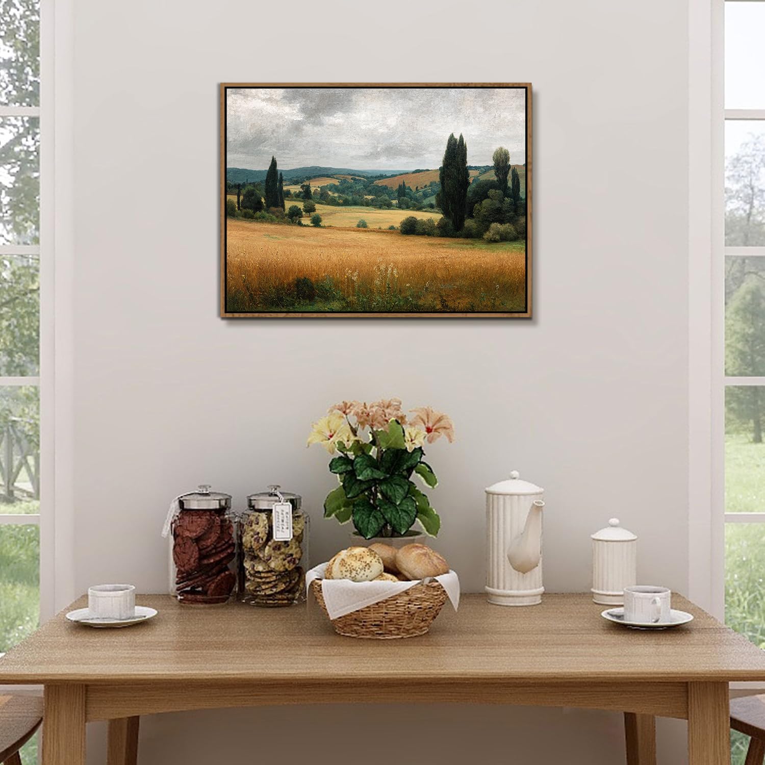 Thumbnail 5 de AREBOLO Vintage Countryside Framed Canvas Wall Art (12 x 16 inch) – Golden Wheat Field Autumn Landscape