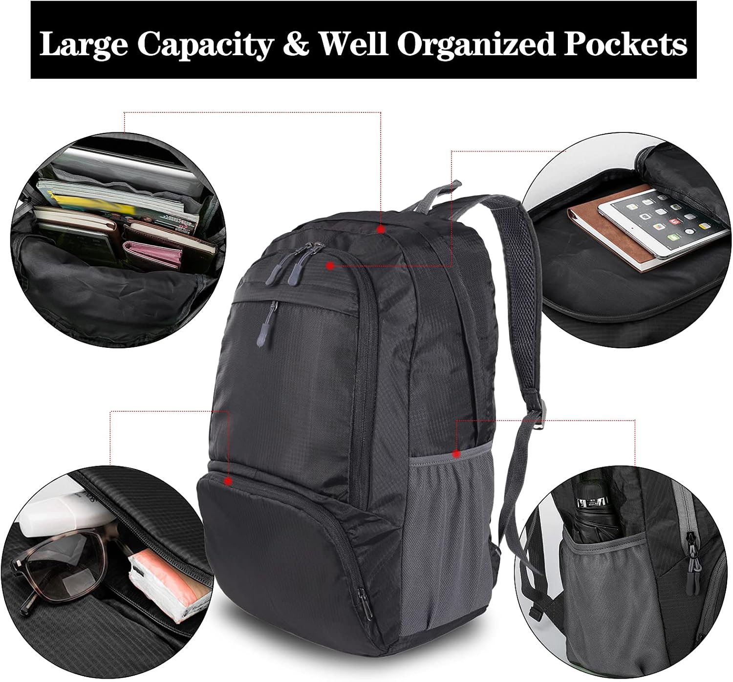 Detalle de Dewellyoo Lightweight Foldable Rucksack 20L