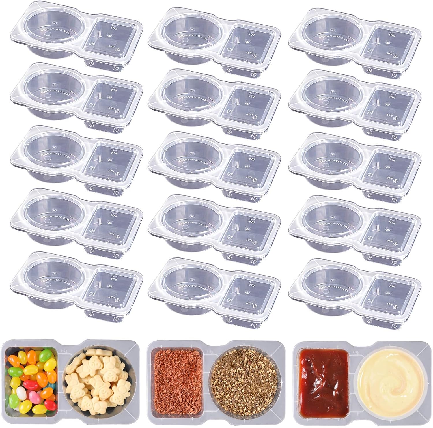 ABEJFIC Double Compartment Condiment Containers 15 🍽