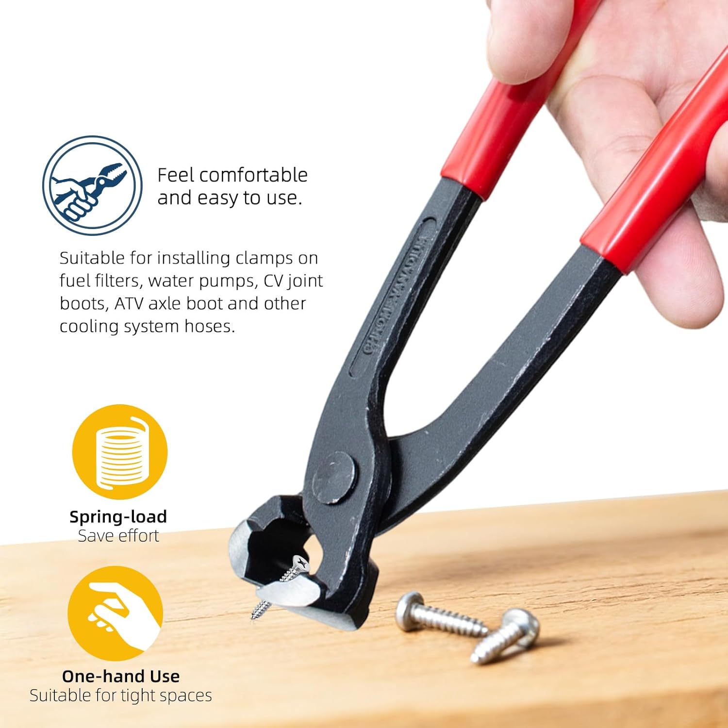 Detalle 2 de MotBats 10-Inch Ear Clamp Pliers with Non-Slip Grip and 10 Stainless Steel Crimps