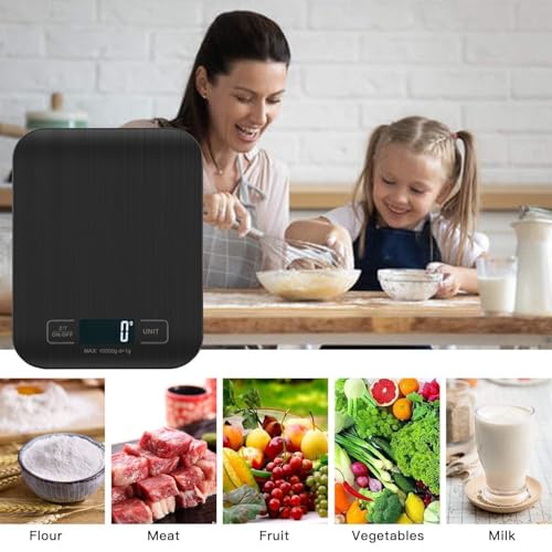 Thumbnail 5 de VIBOOS Bilancia Da Cucina Digitale 10 kg con Display LCD in Acciaio Inox, Tara, Nero