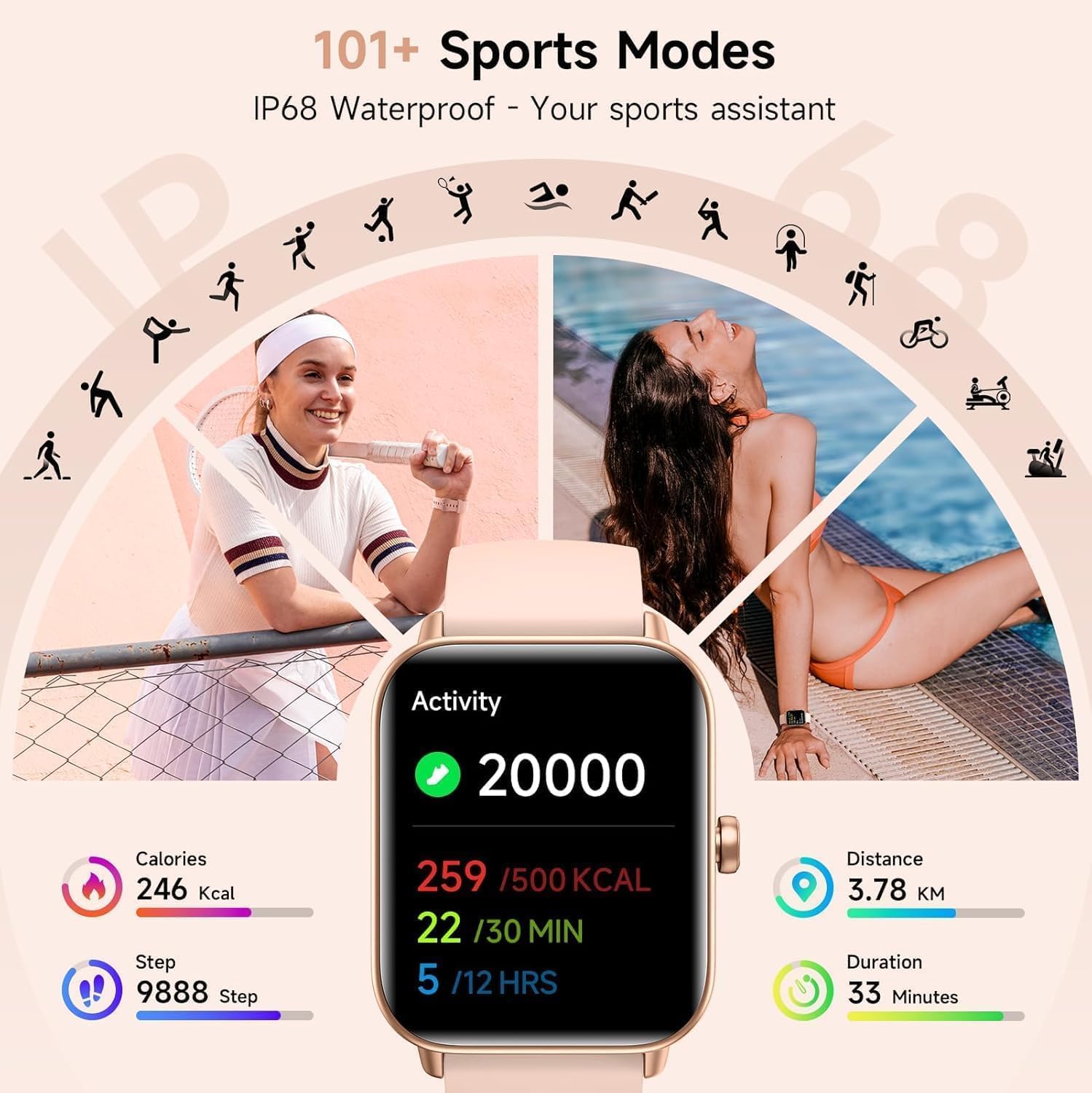 Thumbnail 3 de Gydom Smart Watch for Men and Women, 1.8" HD Touch Screen with Alexa Built-in