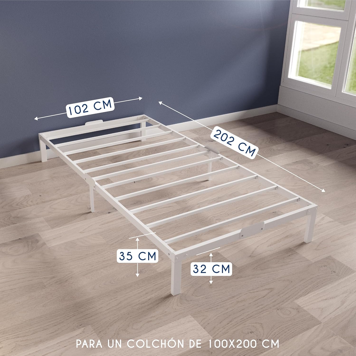 Detalle 2 de Dreamzie Cama de Metal 100x200 con Somier Blanco