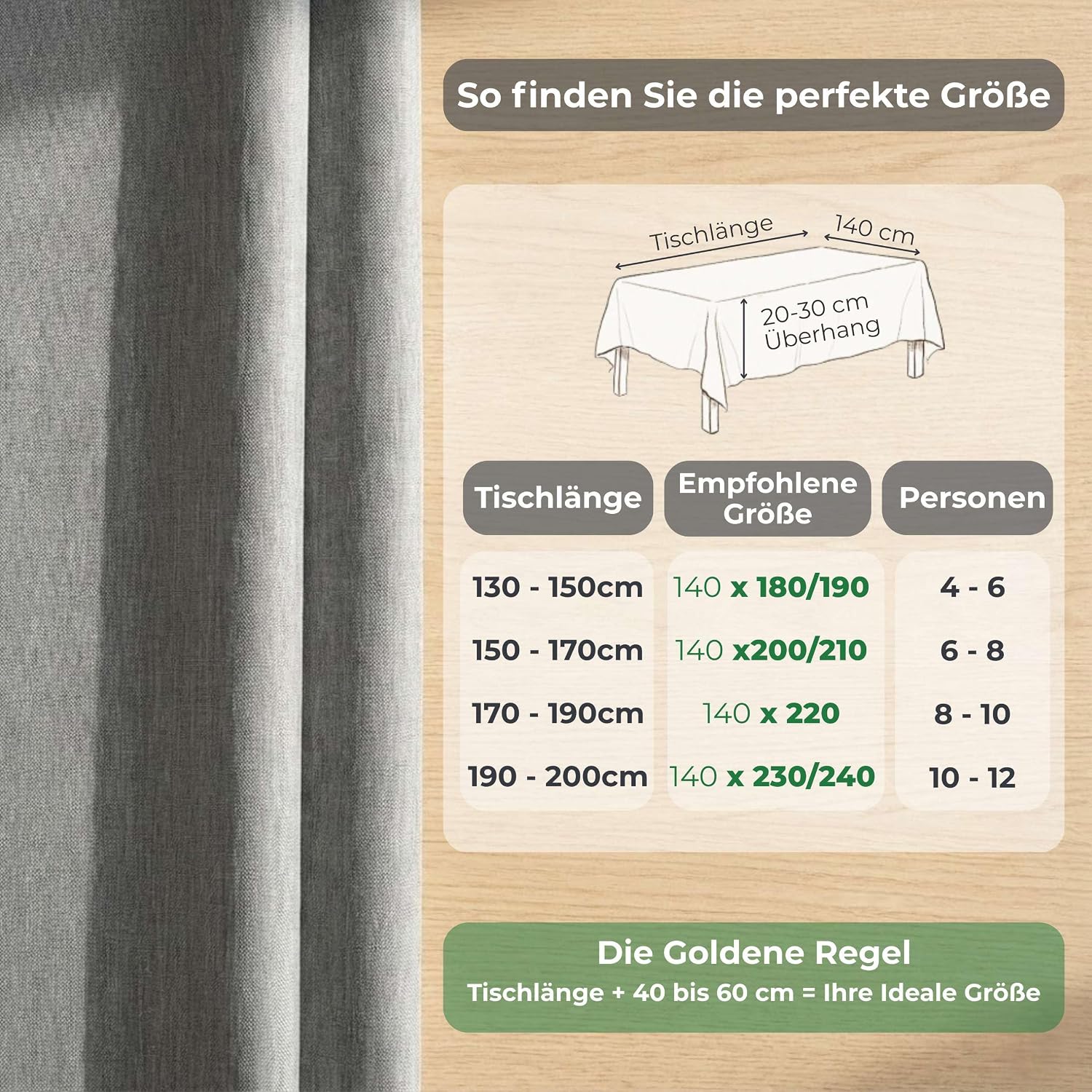 Thumbnail 6 de Artwelt Wachstuchtischdecke aus PVC, abwaschbar & wasserabweisend, Stone Grey (240 x 140 cm)