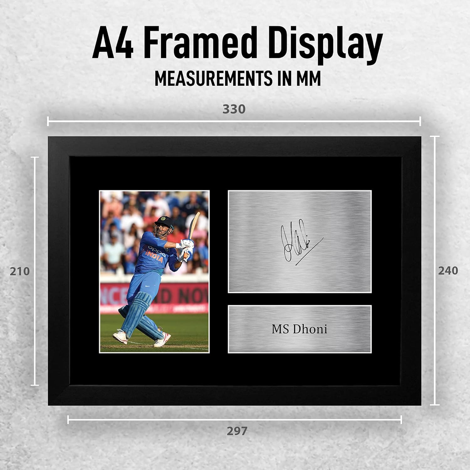 Thumbnail 1 de HWC Trading FR A4 MS Dhoni Framed Signed Photo – Indian Cricket Team Memorabilia