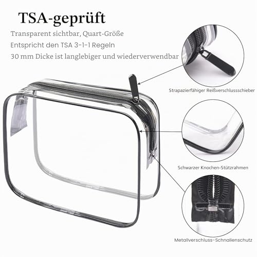 Detalle de Lermende Klarer Kulturbeutel TSA-geprüft, Quart-Größe, 2er Pack