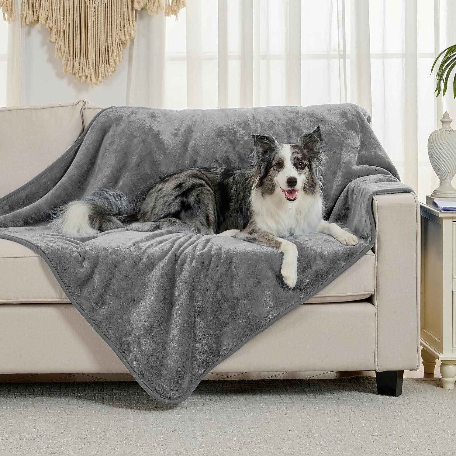 Detalle 2 de Yaning waterproof blanket (Grey, 152x203cm) for bed, sofa and pet messes