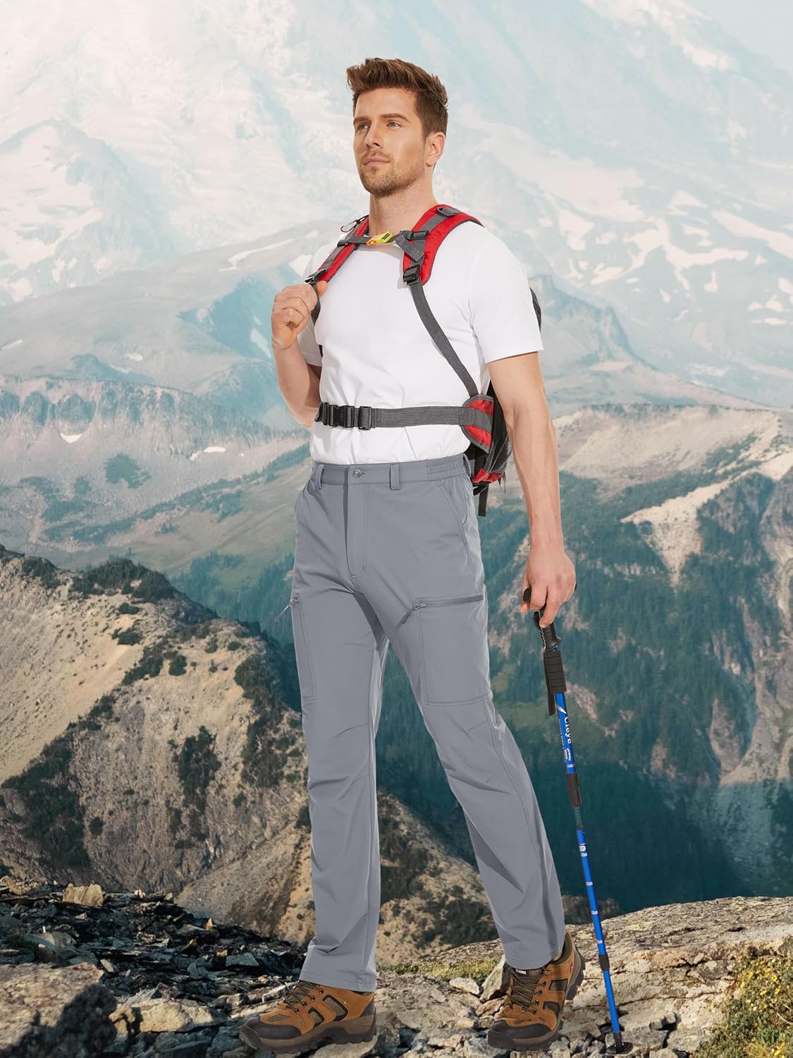 Detalle de MAGCOMSEN Men's Hiking Pants, 6 Pockets, Water-Resistant Ripstop