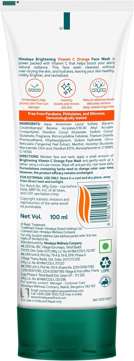 Thumbnail 1 de Himalaya Lavaggio Viso Luminoso alla Vitamina C Arancia – Detergente Viso Luminoso, 100 ml