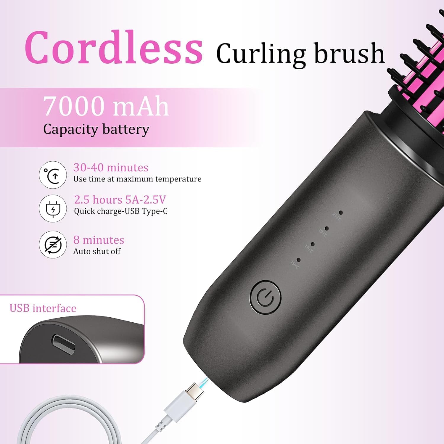 Thumbnail 4 de Jooayou Cordless Hot Brush: 2-in-1 Hair Curler and Straightener Brush