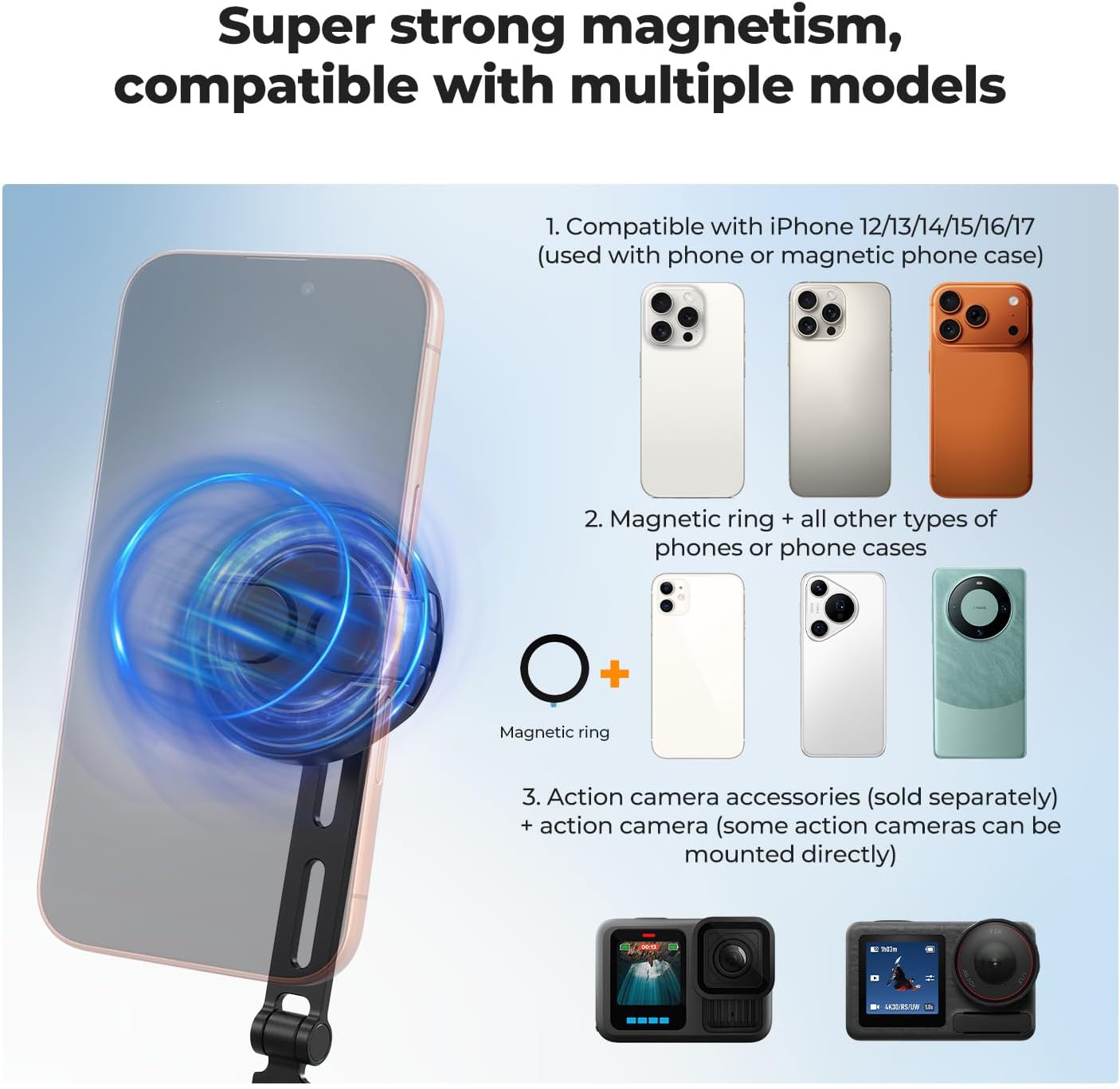 Thumbnail 6 de K&F CONCEPT Neck Phone Holder (2-in-1 Magnetic & Clip-on) for Mag-Safe POV video, selfie mounting and action filming