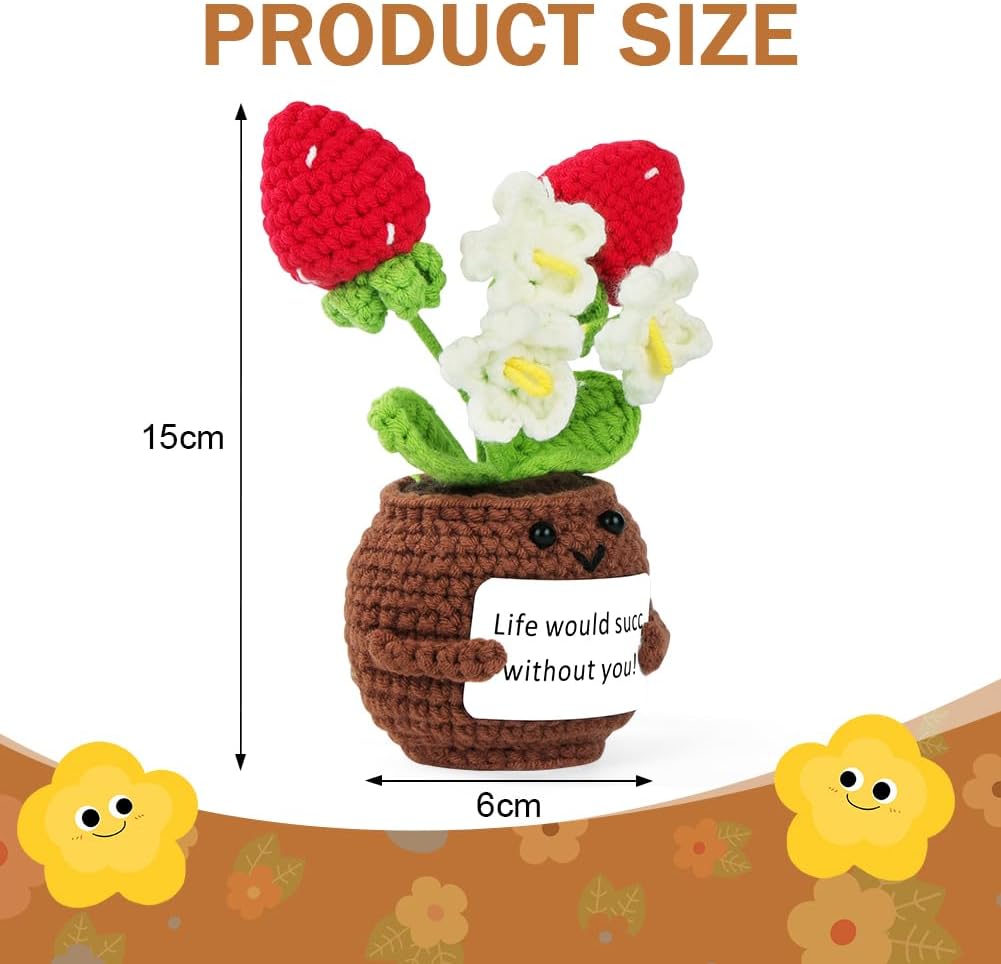Thumbnail 1 de Vicloon Mini Positive Doll, peluche a forma di piantina in vaso all’uncinetto con carta positiva