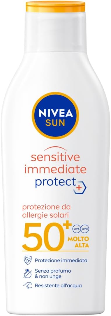 Detalle de NIVEA SUN Crema Solare Sensitive Immediate Protect FP50+ – 200 ml, Aloe Vera e Licocalcone