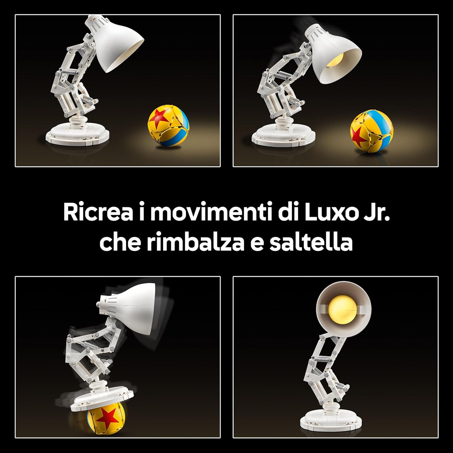 Detalle 2 de LEGO Ideas Disney Pixar Luxo Jr. 21357: lampada da costruire per adulti, gadget cinema da collezione