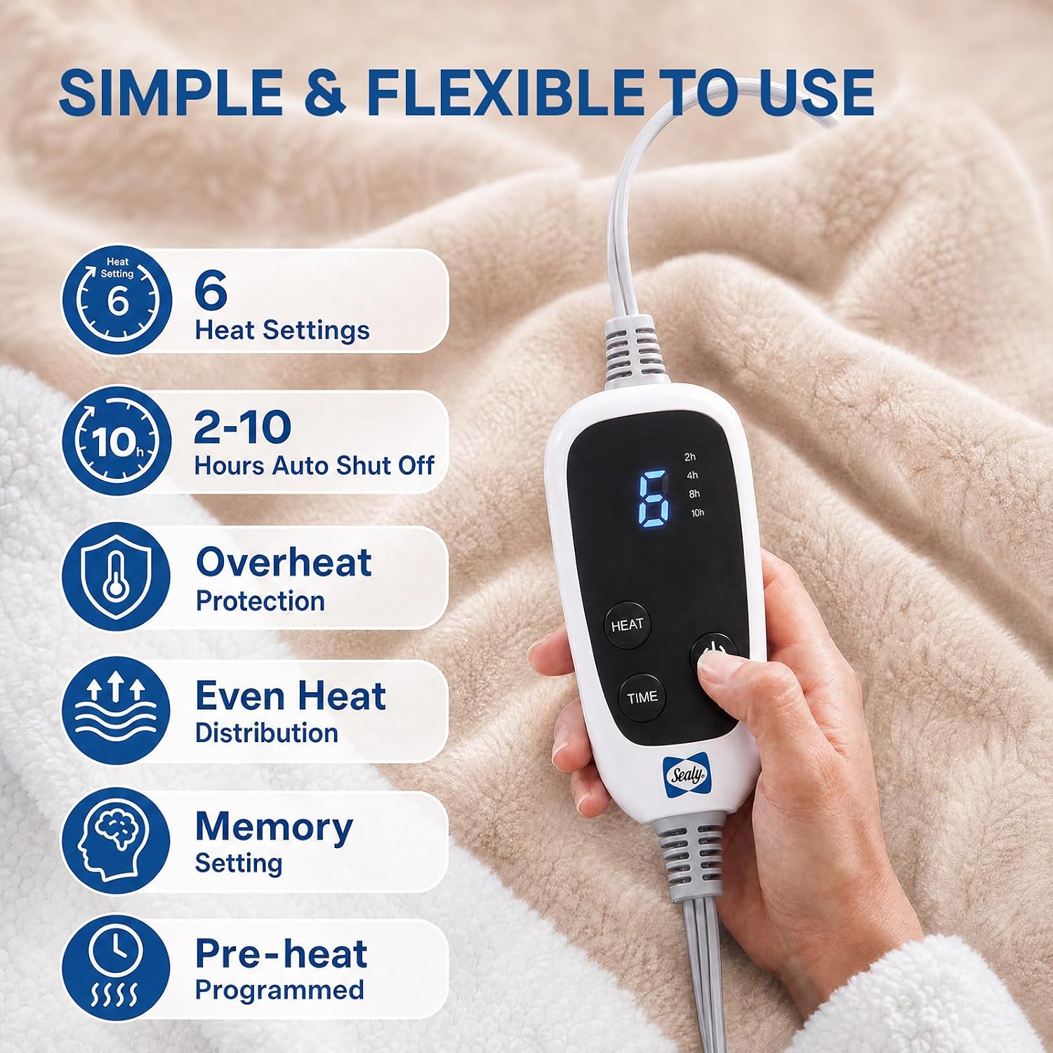 Detalle de Sealy Wearable Electric Blanket, 50 x 70 in