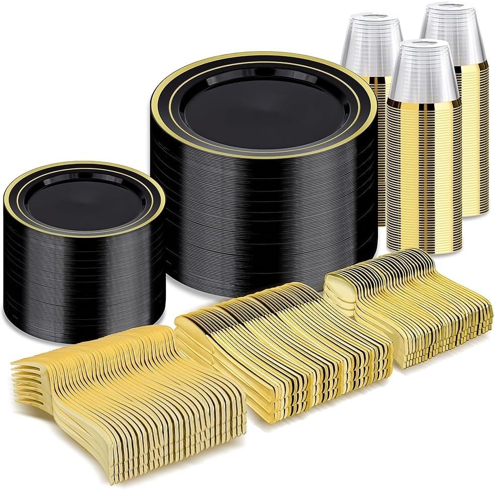 Thumbnail 6 de BESTVIP 600-piece Gold Dinnerware Set 🍽️