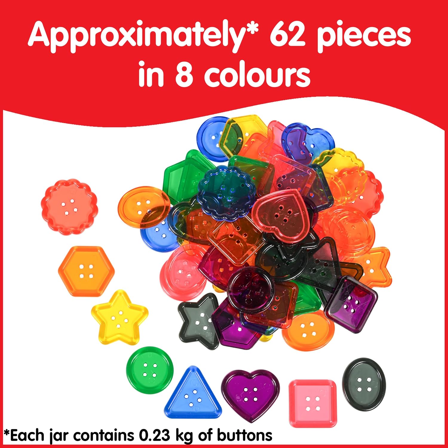 Detalle de edxeducation Transparent Large Buttons 60 pack 🎲