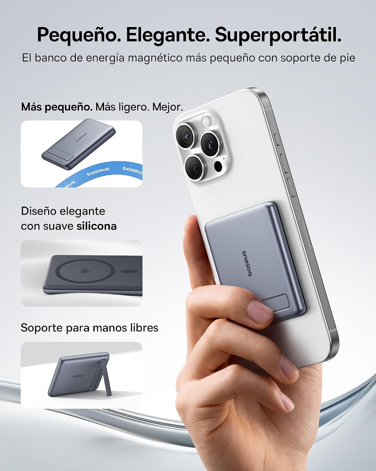 Detalle 2 de Baseus Mini MagSafe Power Bank 5000mAh Grau