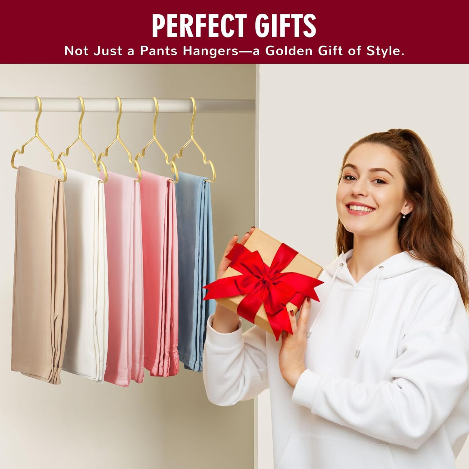 Thumbnail 6 de DOIOWN Gold Pants Hangers 12 Pack 13.3” Matte Aluminum 💼