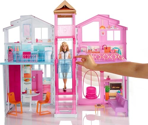 Detalle de Barbie Supercasa DLY32 casa de muñecas con 4 habitaciones