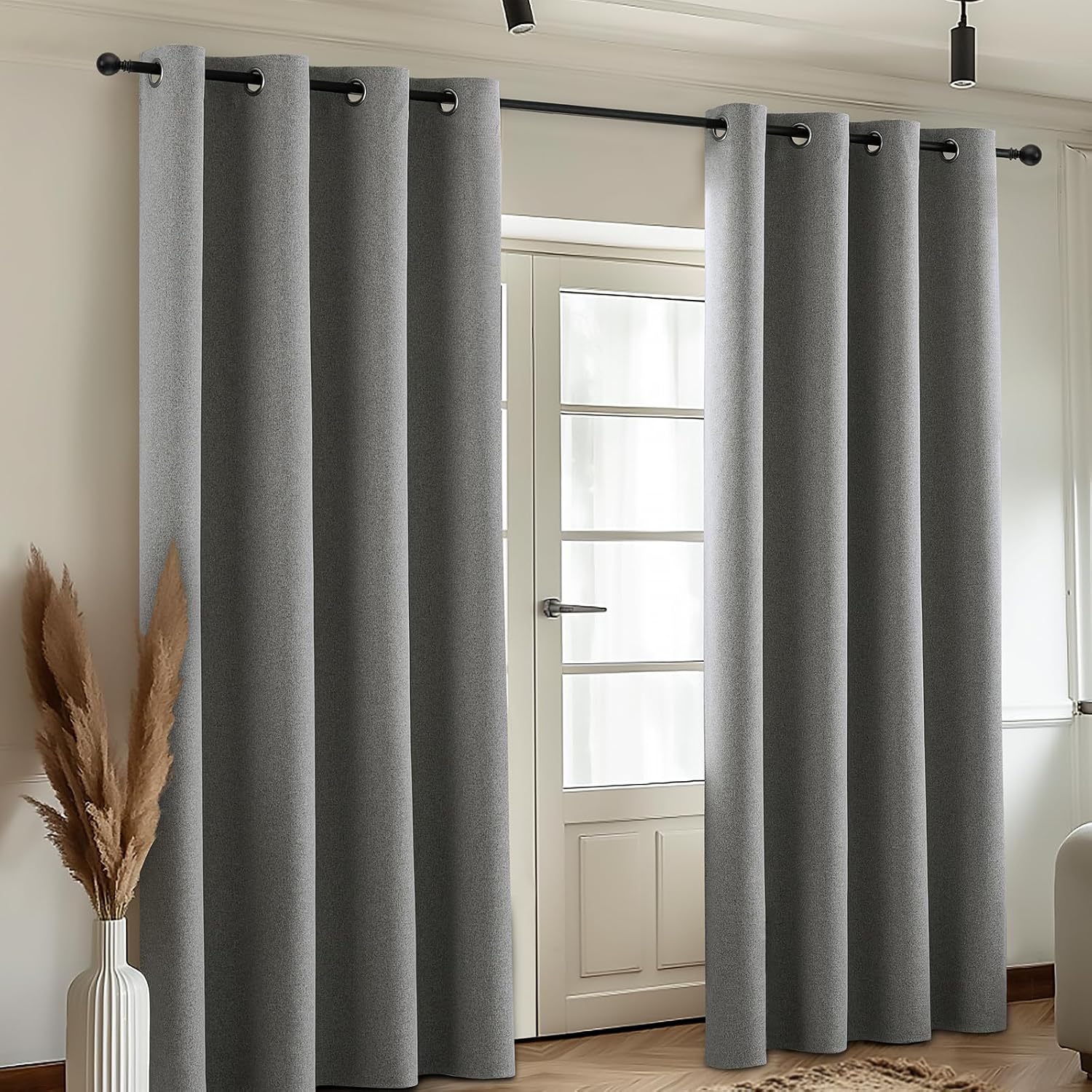 Thumbnail 4 de COSVIYA 100% Blackout Linen Curtains 72" 2 Panels
