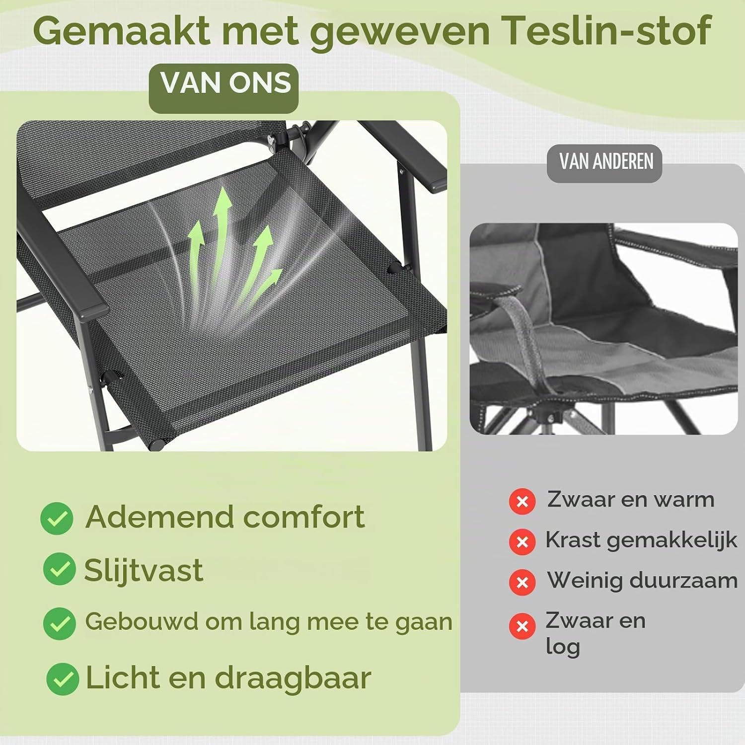 Detalle de LIFERUN MC1105 klapstoelen, set van 4 met Teslin-zitting en armleuningen